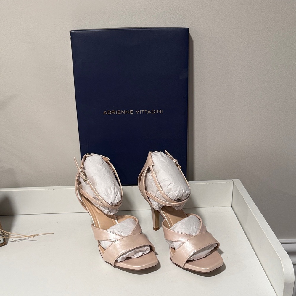 Adrienne Vittadini Blush Strappy Heels